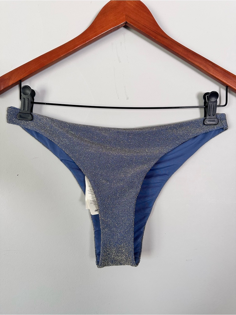 Aerie Sparkle Cheekiest Bikini Bottom NWT Size M Marbled Blue